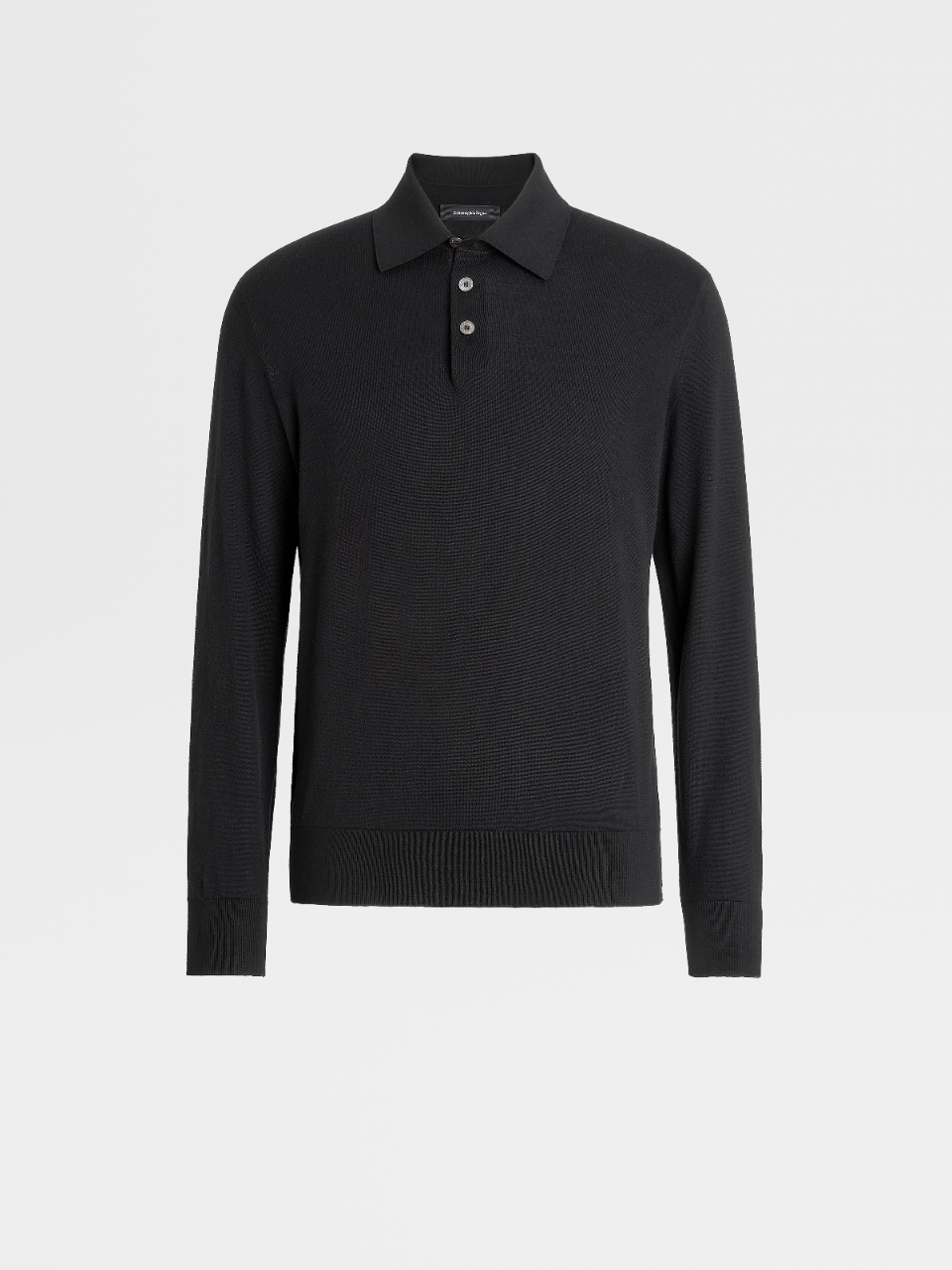 Black Baby Island Cotton and Cashmere Knit Long-sleeve Polo